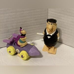 Fred Flintstone wind up toy and Dino car Burger King bundle of 2